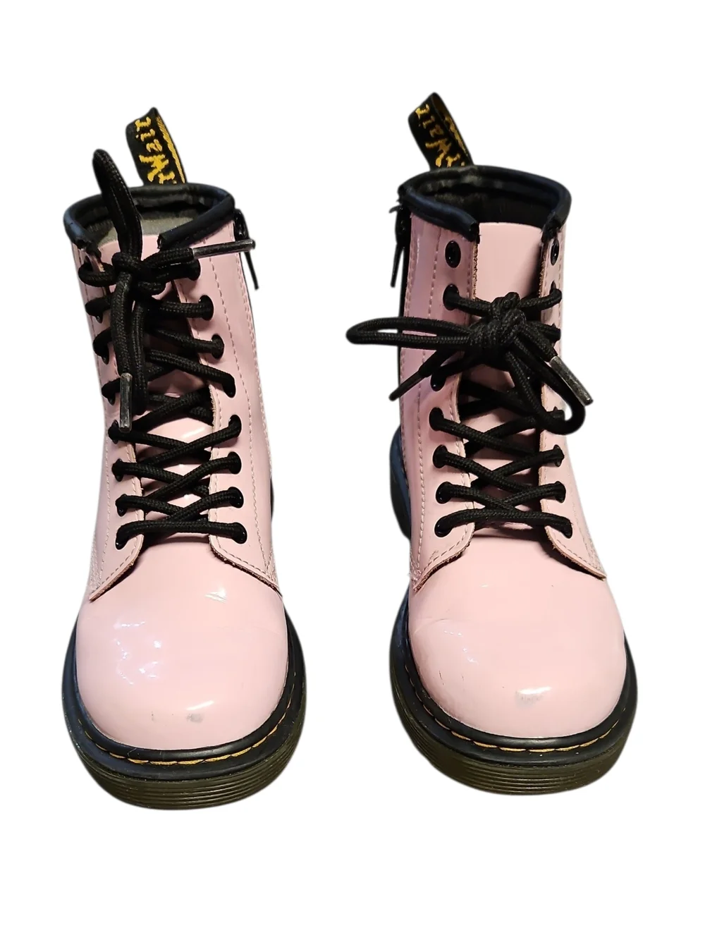 Dr Martens Junior 1460 Pale Pink Patent Combat Boots with Side Zipper Size 13US